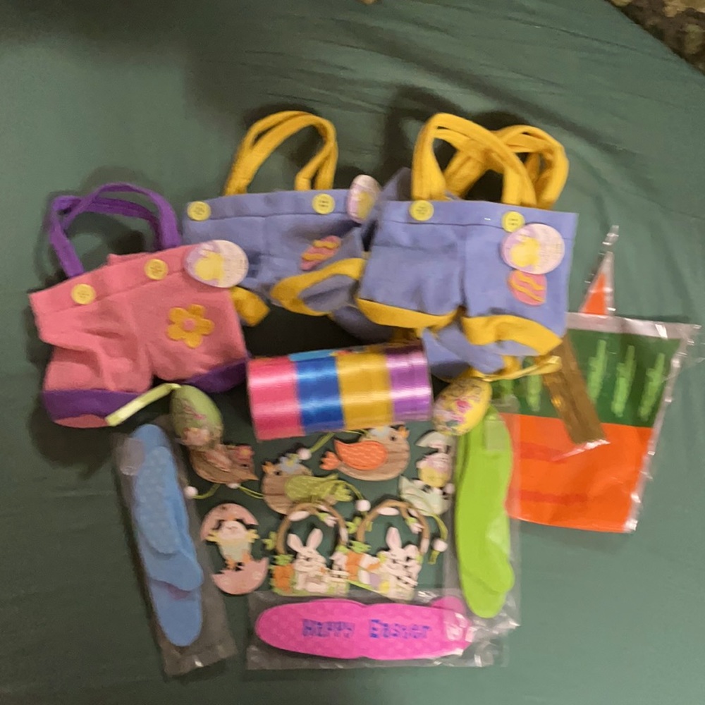 Easter Kit, Bunny Pants Treat bags, Carrot bags, Easter Ornaments and Ribbon